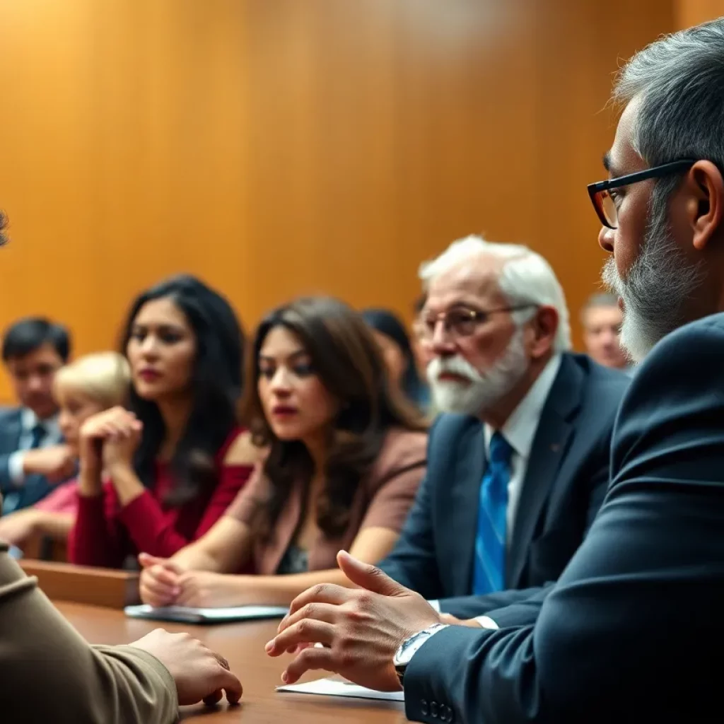 A courtroom scene focusing on immigration law debate