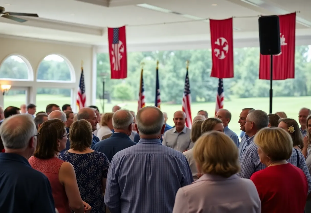 Crowd gathered at a political announcement event in South Carolina.