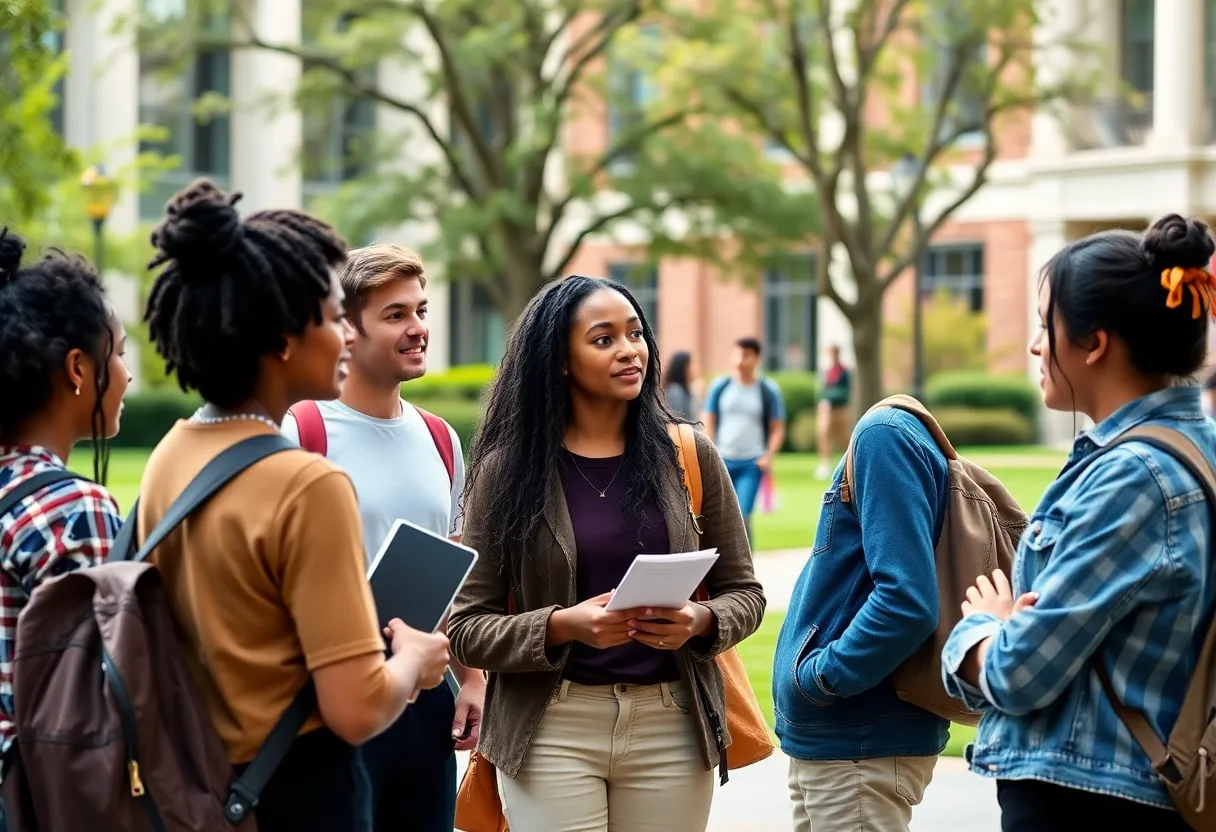 Students discussing diversity and inclusion on campus