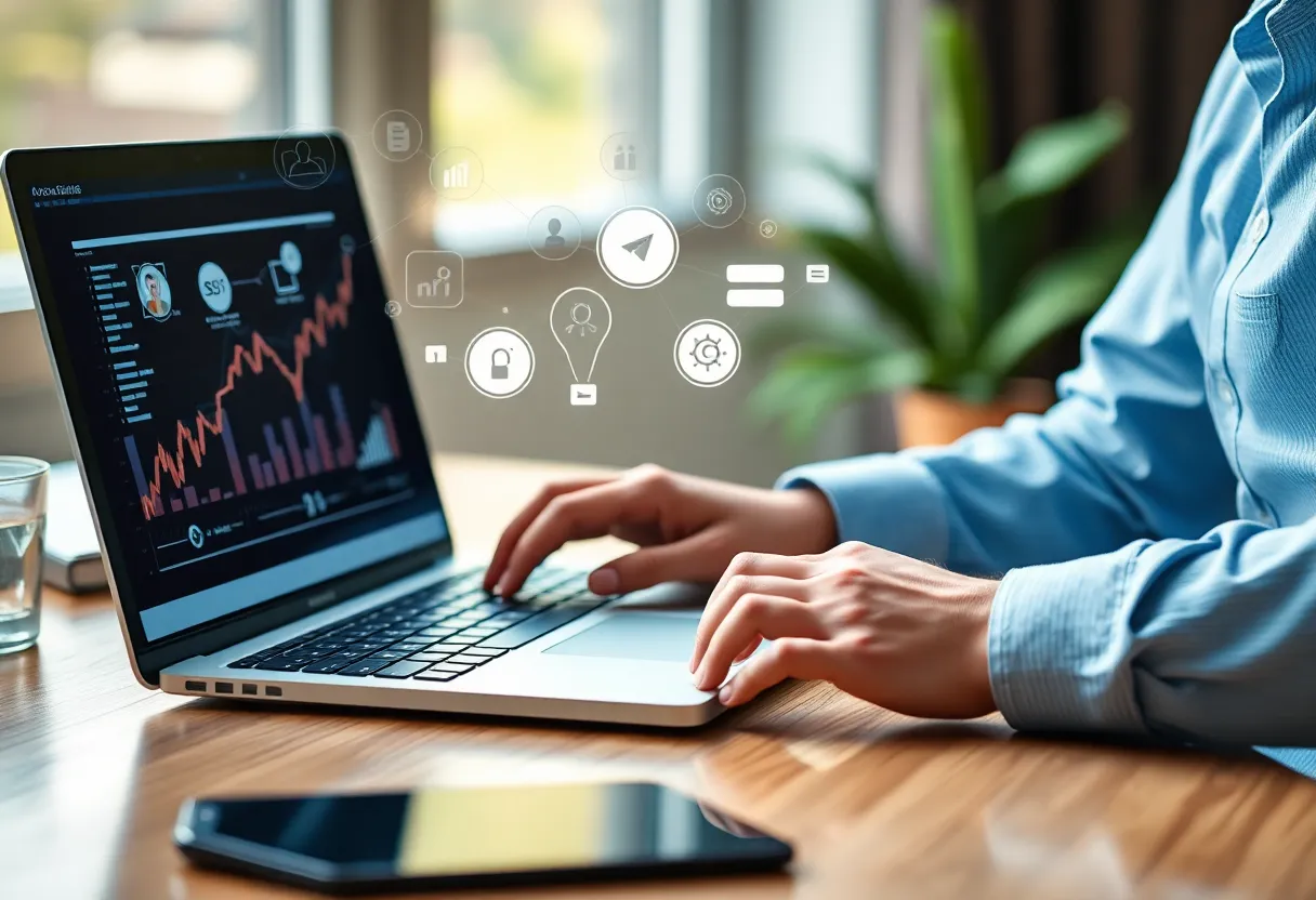 A marketer working with digital marketing automation tools