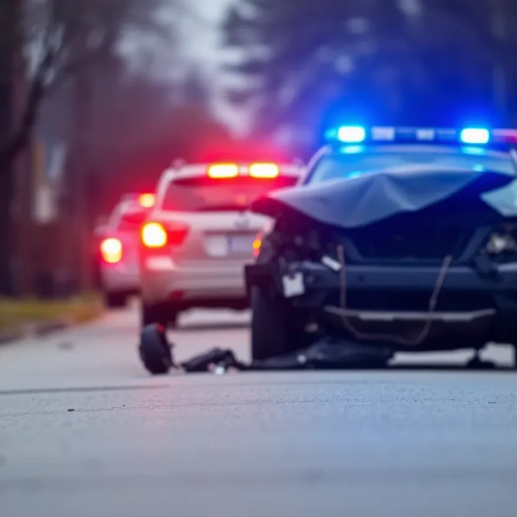 Scene depicting a police encounter with a damaged vehicle related to drunk driving.