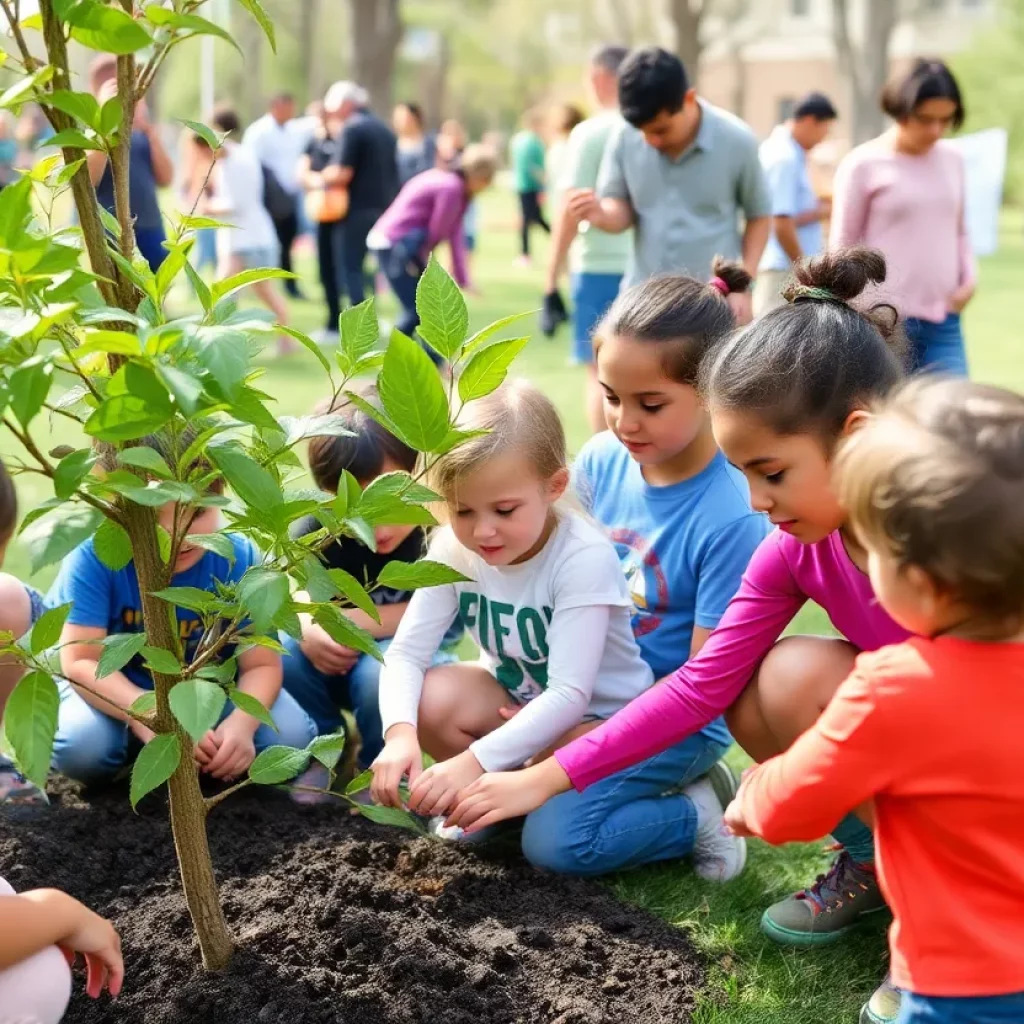 Families participating in Earth Month activities in Charleston and Las Vegas