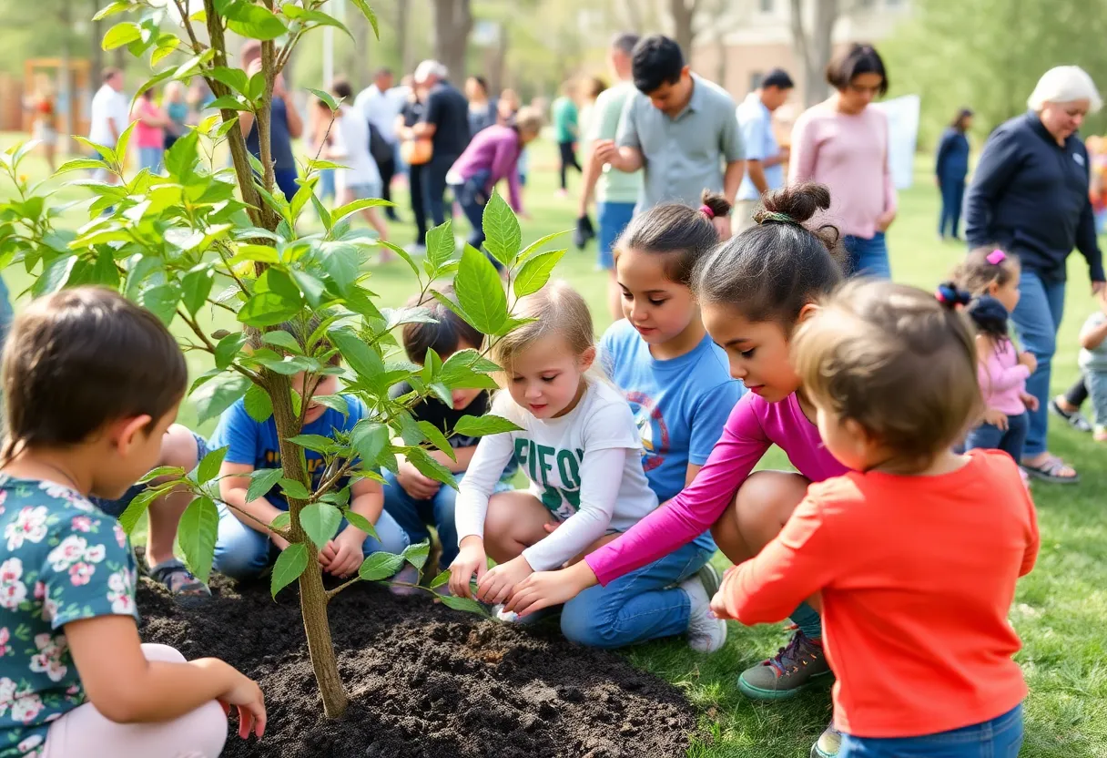 Families participating in Earth Month activities in Charleston and Las Vegas