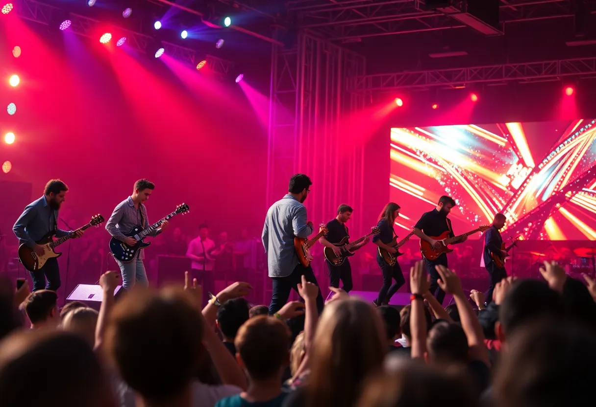 Guitarists performing at the Experience Hendrix Tour in North Charleston