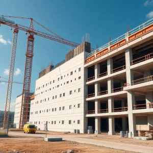 Submit A Wedding Announcement A modern construction site using precast concrete technology