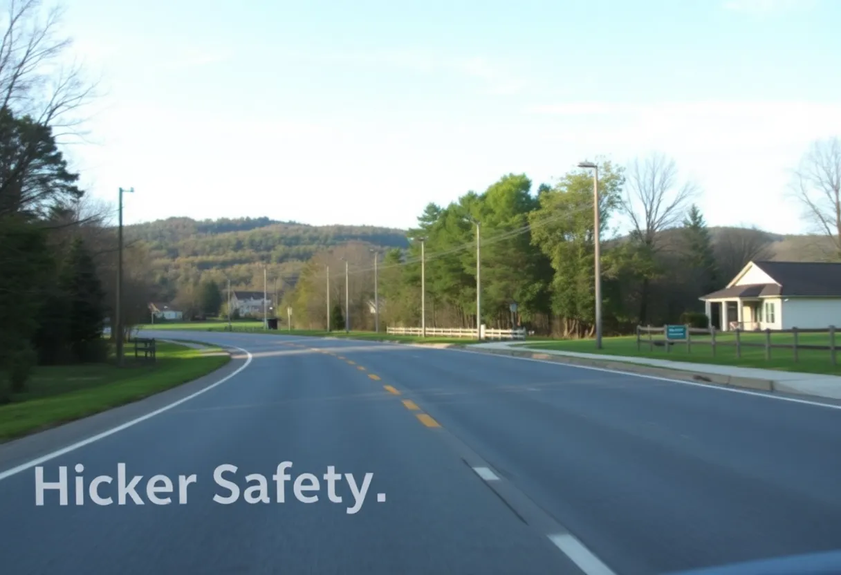 A peaceful road in Hickory highlighting safety concerns