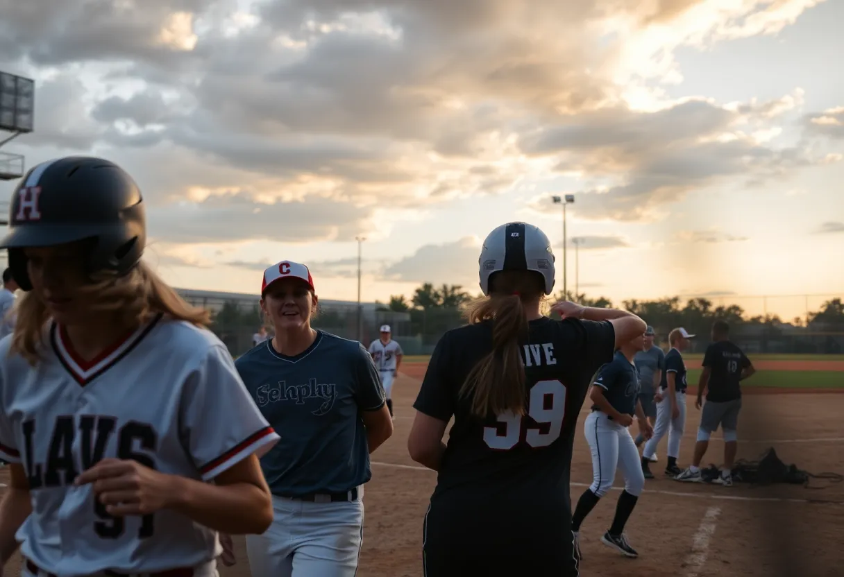 Softball players in action during the Hofstra vs Charleston series