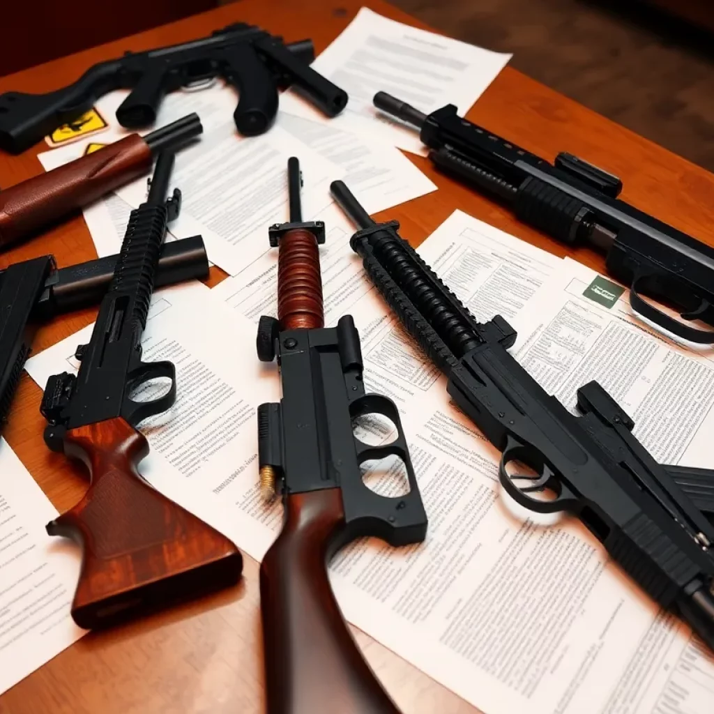 Firearms and legal documents related to illegal firearm purchases