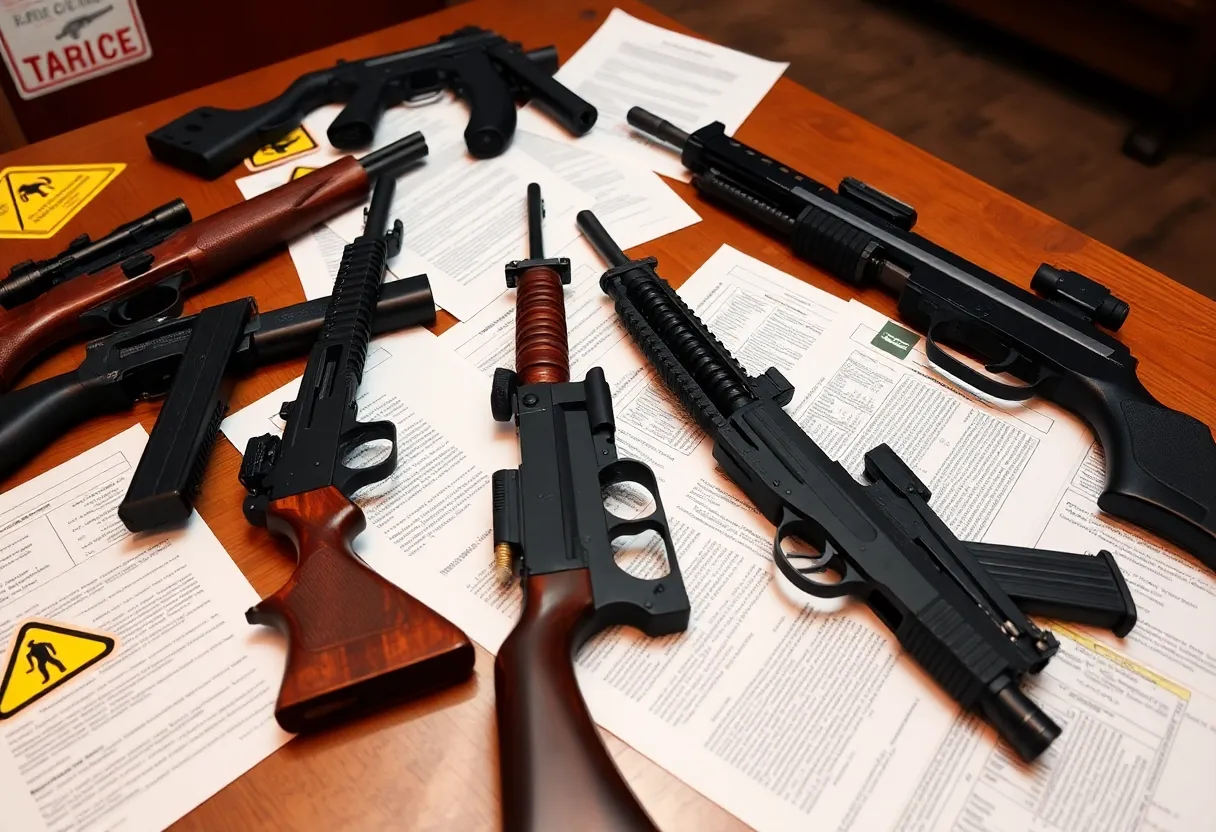 Firearms and legal documents related to illegal firearm purchases