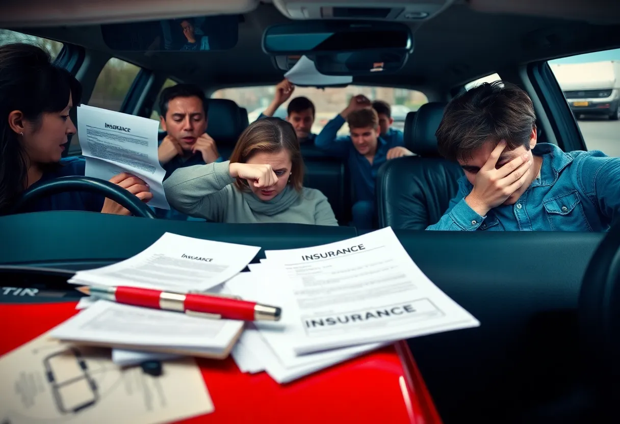 Image illustrating the insurance crisis in Louisiana with frustrated drivers.