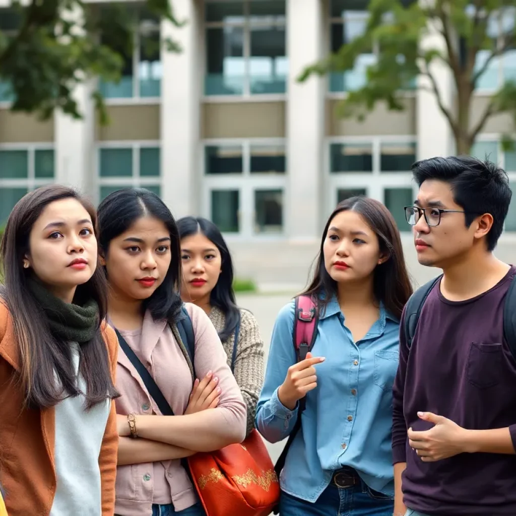 A group of international students concerned over visa issues on campus.