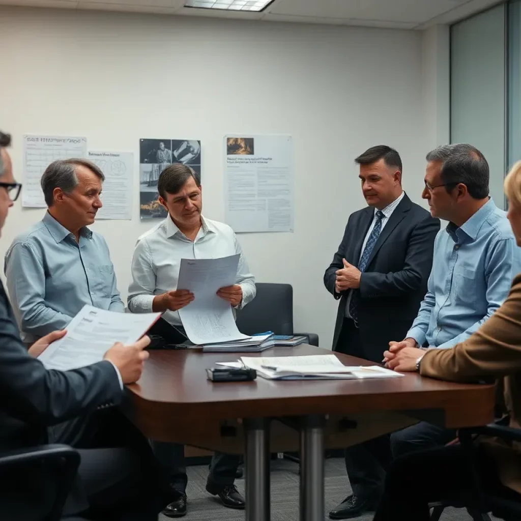 Legal team discussing potential asbestos exposure case