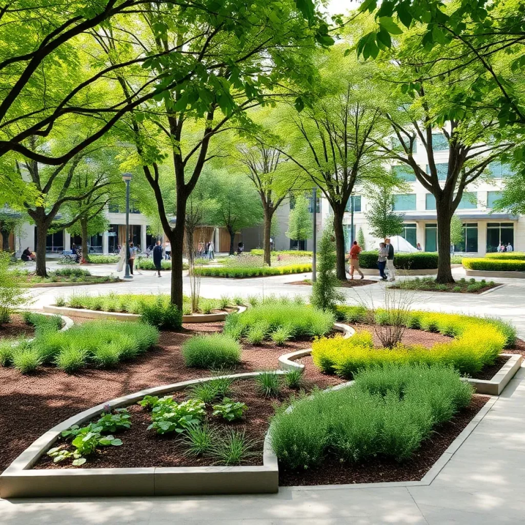 A community park in Charleston showcasing sustainable landscaping and green spaces