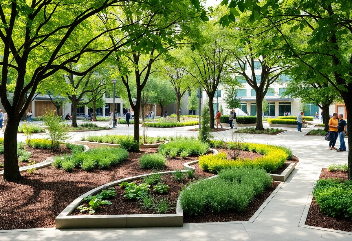 A community park in Charleston showcasing sustainable landscaping and green spaces
