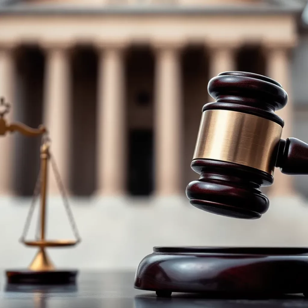 Symbolic image of justice with gavel and scales