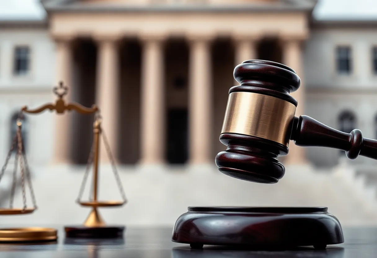 Symbolic image of justice with gavel and scales