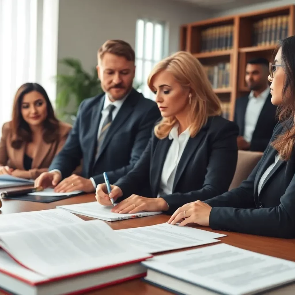 Attorneys collaborating in a law office