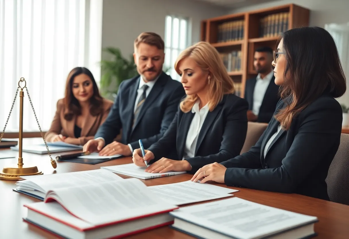 Attorneys collaborating in a law office