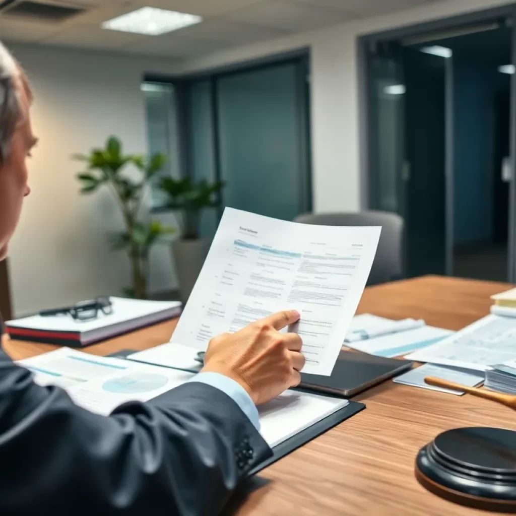Lawyer in an office reviewing medical malpractice cases