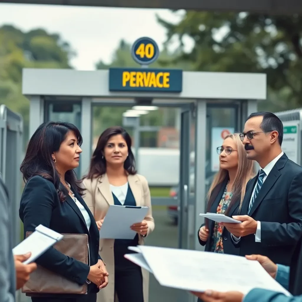 A group of lawyers discussing border privacy rights.