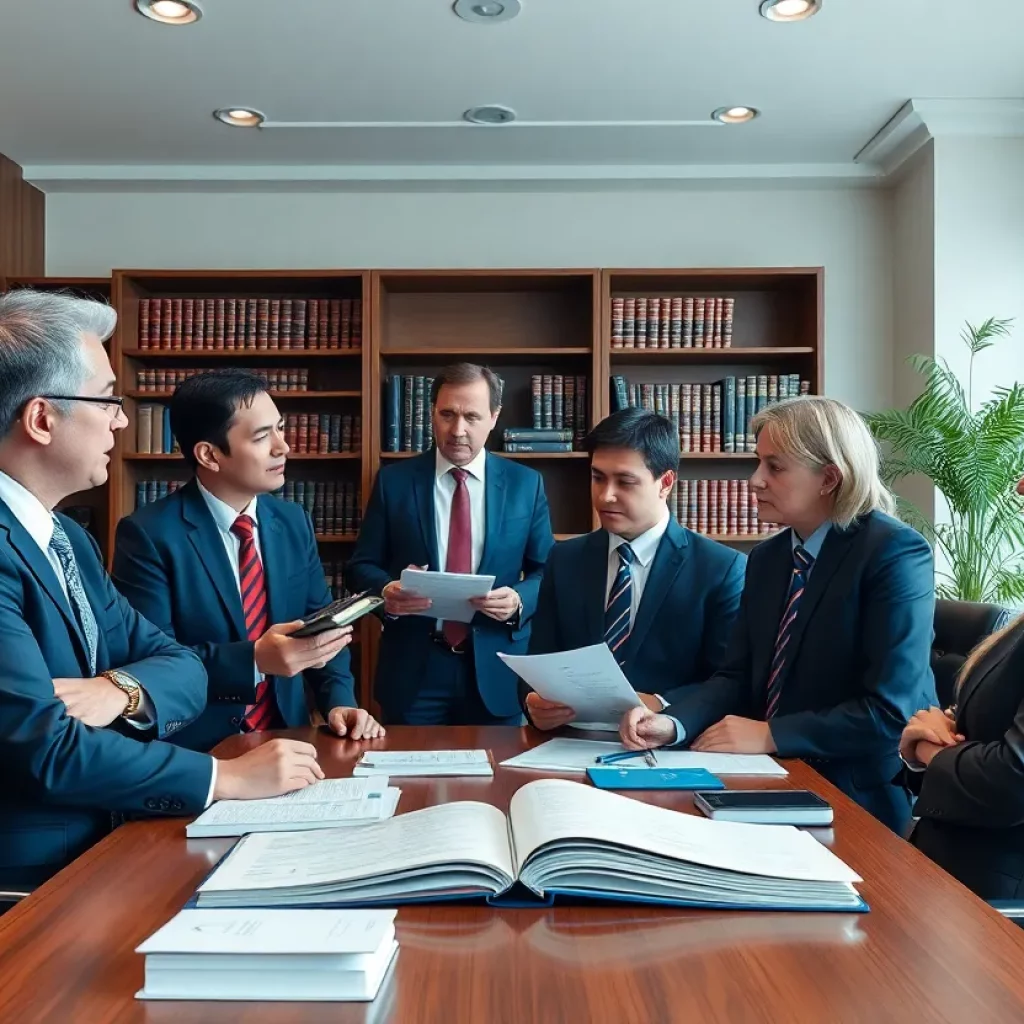Attorneys in a law office discussing medical malpractice case