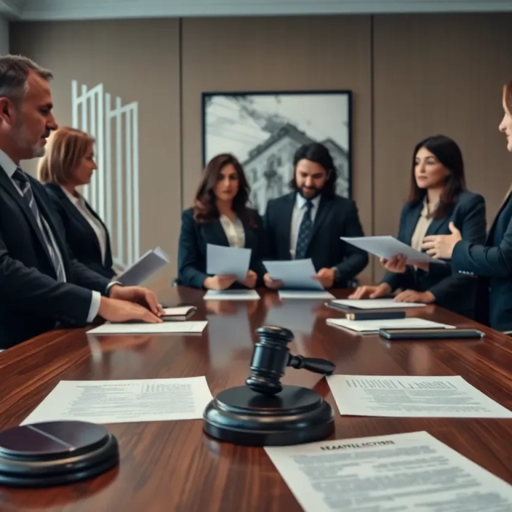 A group of lawyers collaborating in a conference room