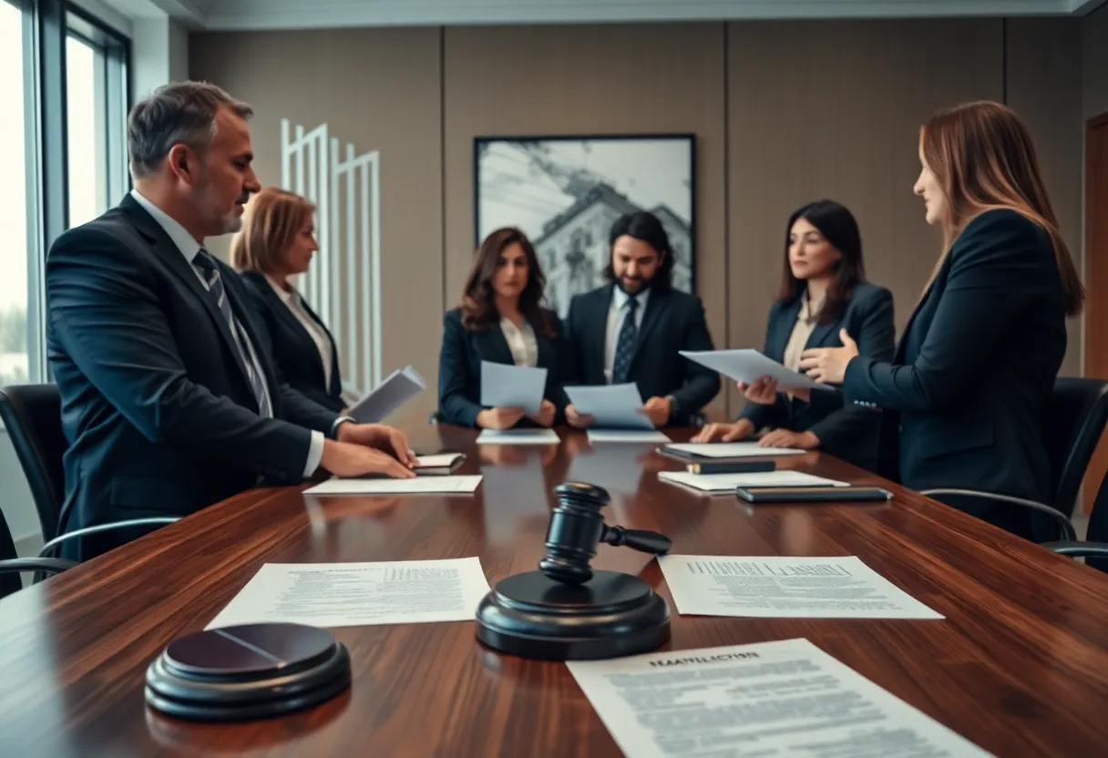 A group of lawyers collaborating in a conference room