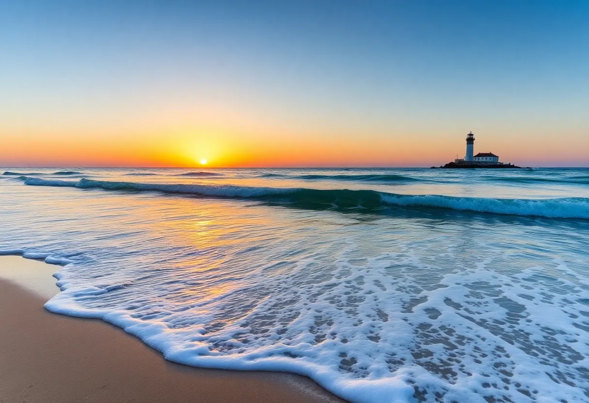 Beach at Lighthouse Inlet during sunset