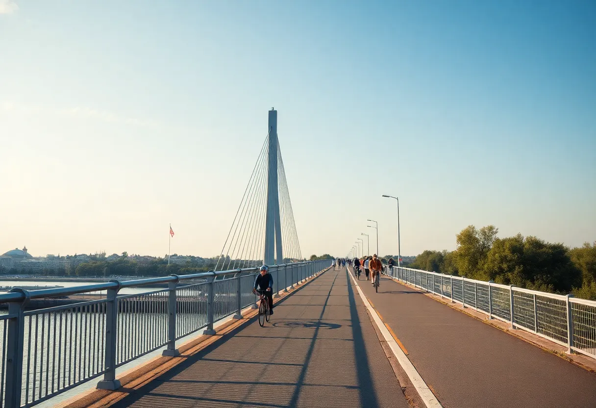 Rendering of the Limehouse Bridge with multi-use path