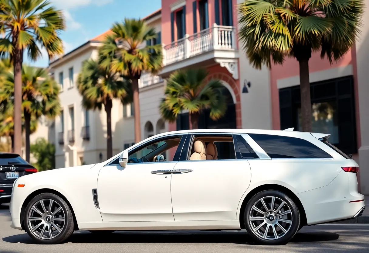 Stylish luxury vehicle parked on a charming Charleston street