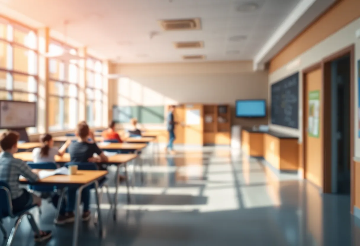 Illustration depicting school safety concerns and support for victims
