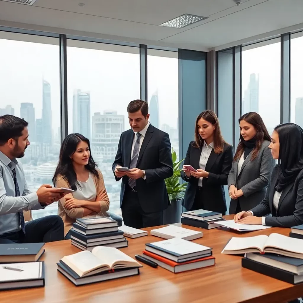 Diverse legal team working in Mayer Brown's Dubai office.