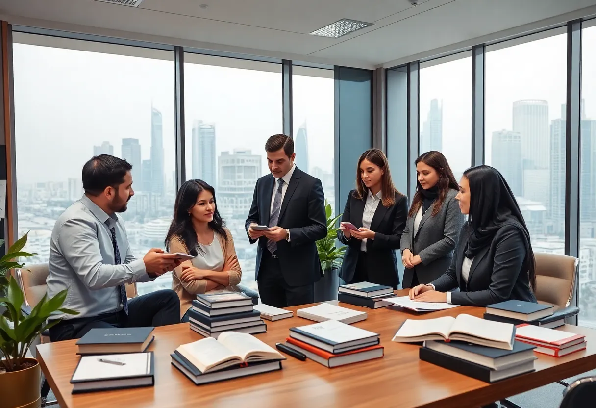 Diverse legal team working in Mayer Brown's Dubai office.