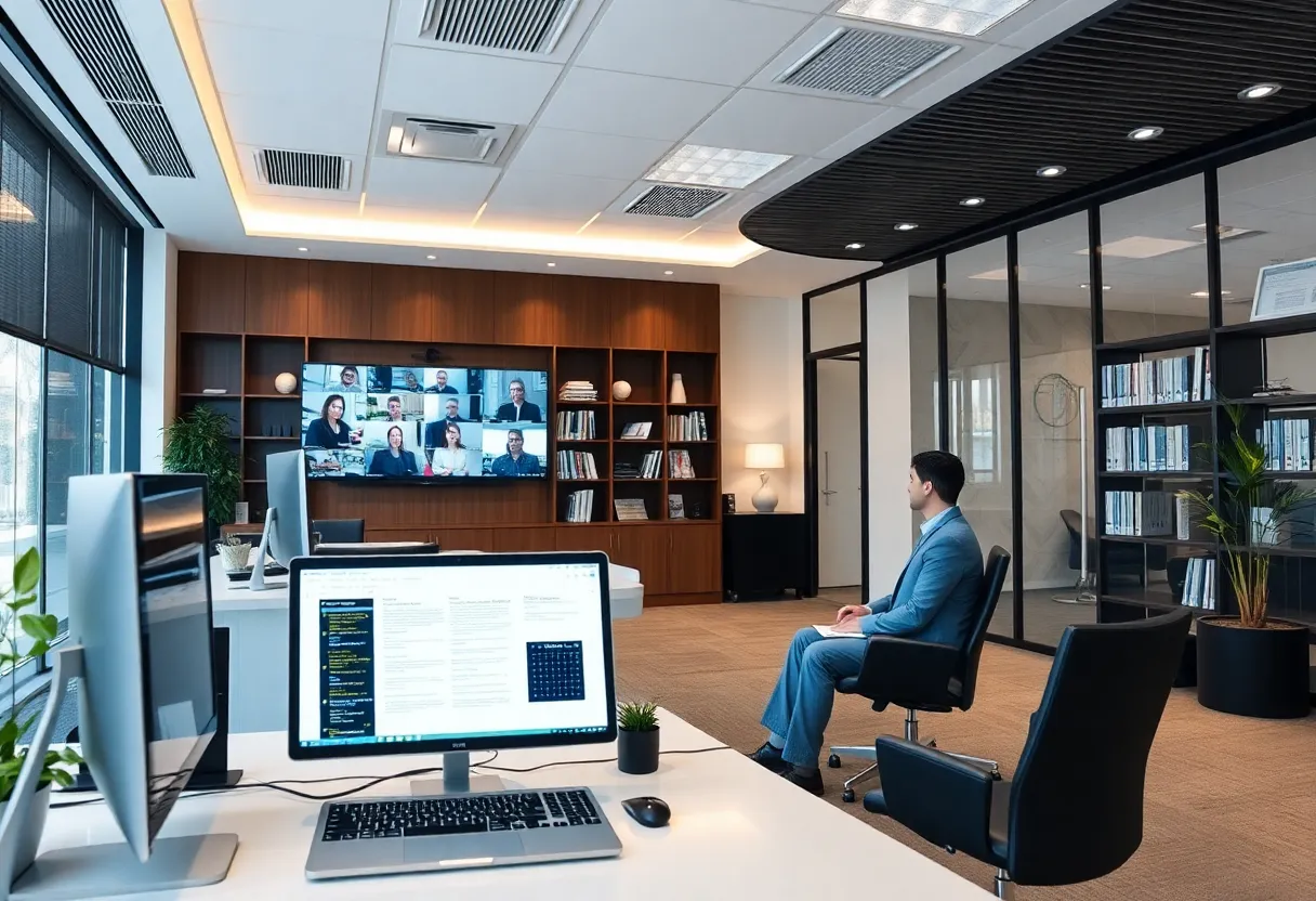 A modern law office with technology in use