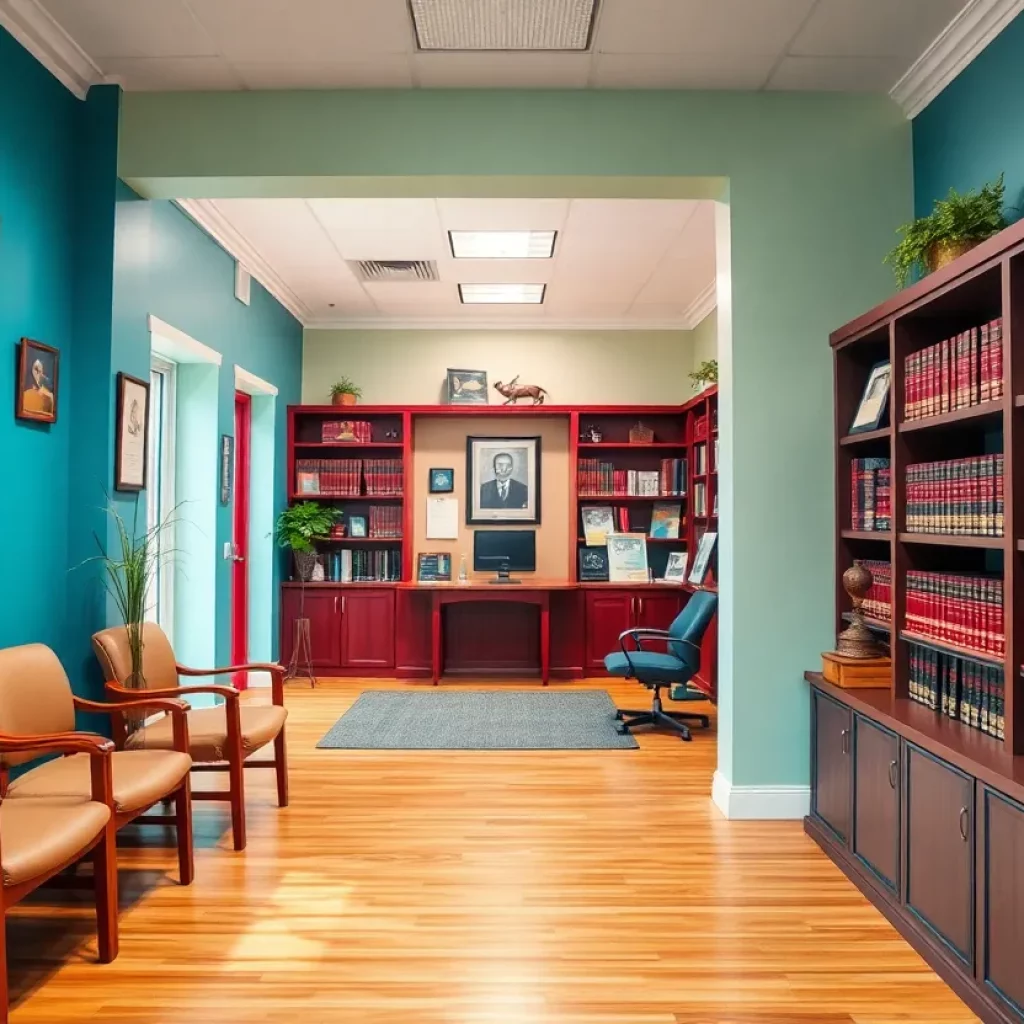 Interior view of MyPhillyLawyer's law office, displaying awards