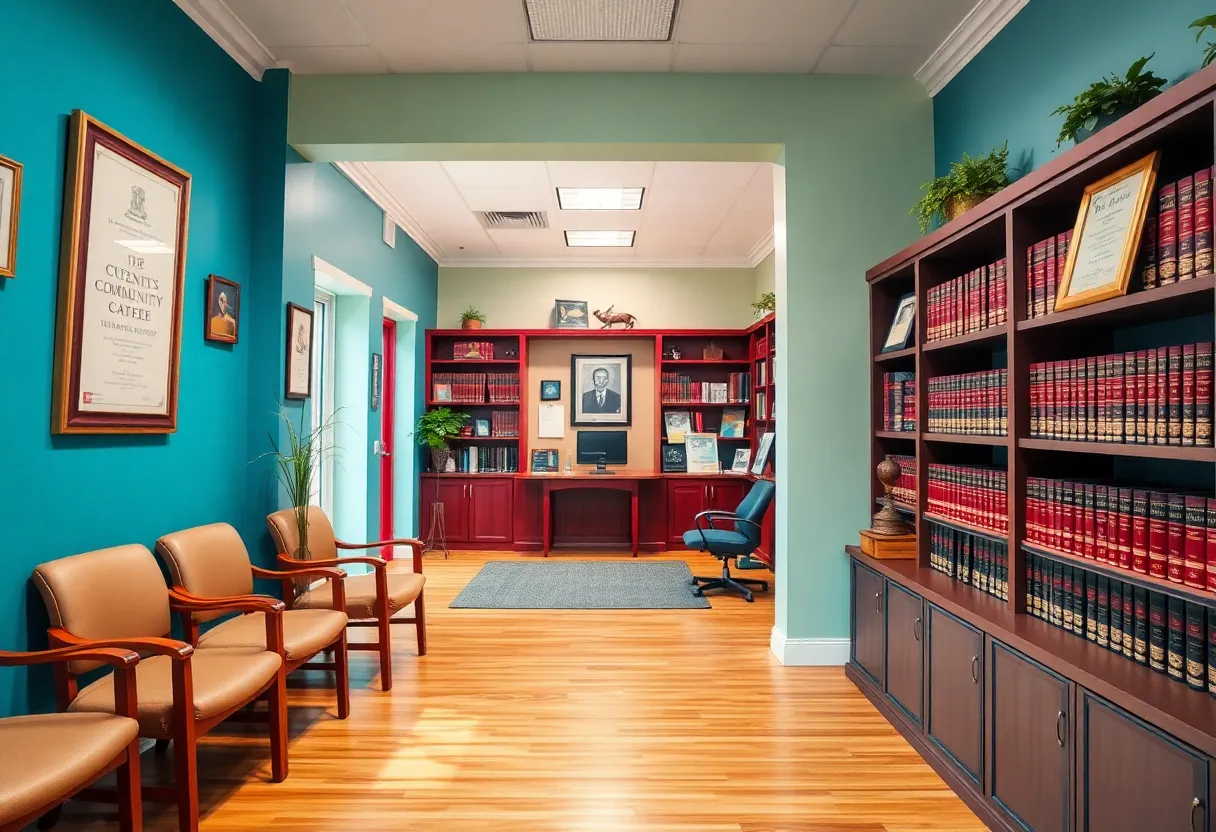 Interior view of MyPhillyLawyer's law office, displaying awards