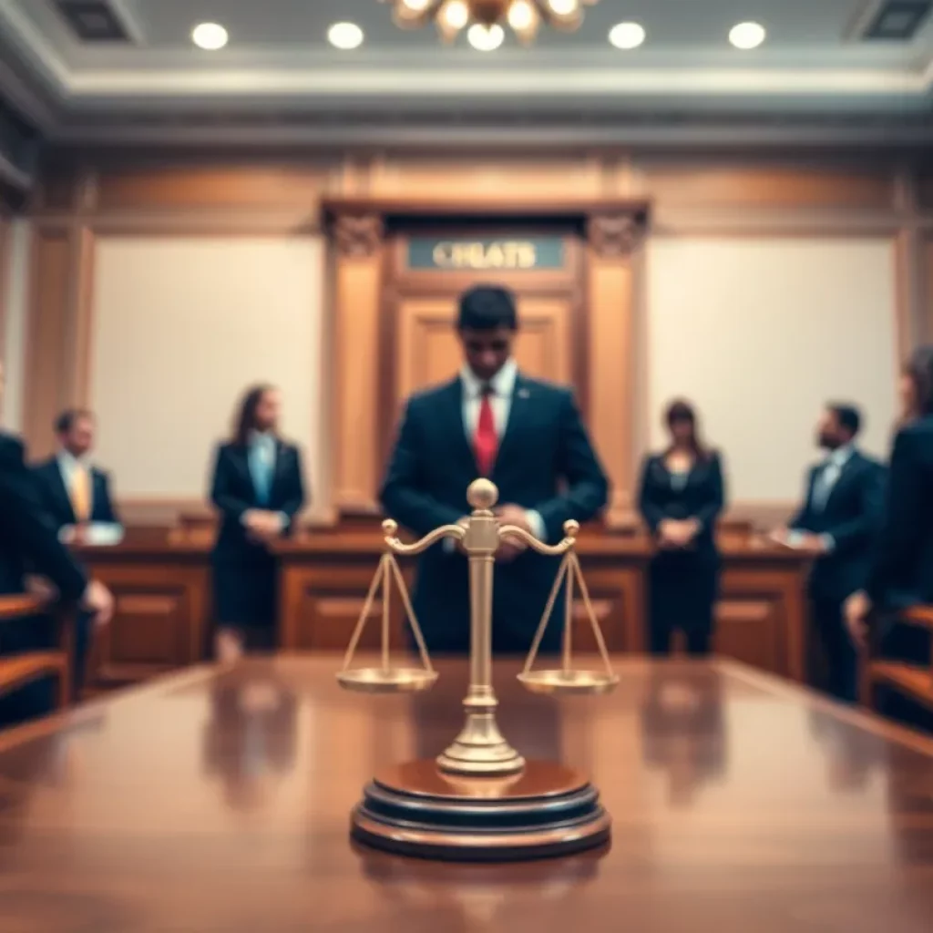 Abstract courtroom scene representing legal reforms in Nevada.