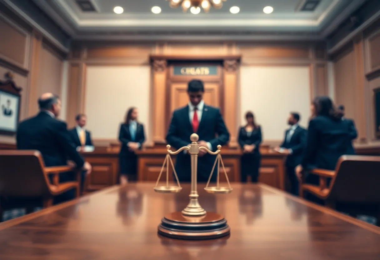 Abstract courtroom scene representing legal reforms in Nevada.