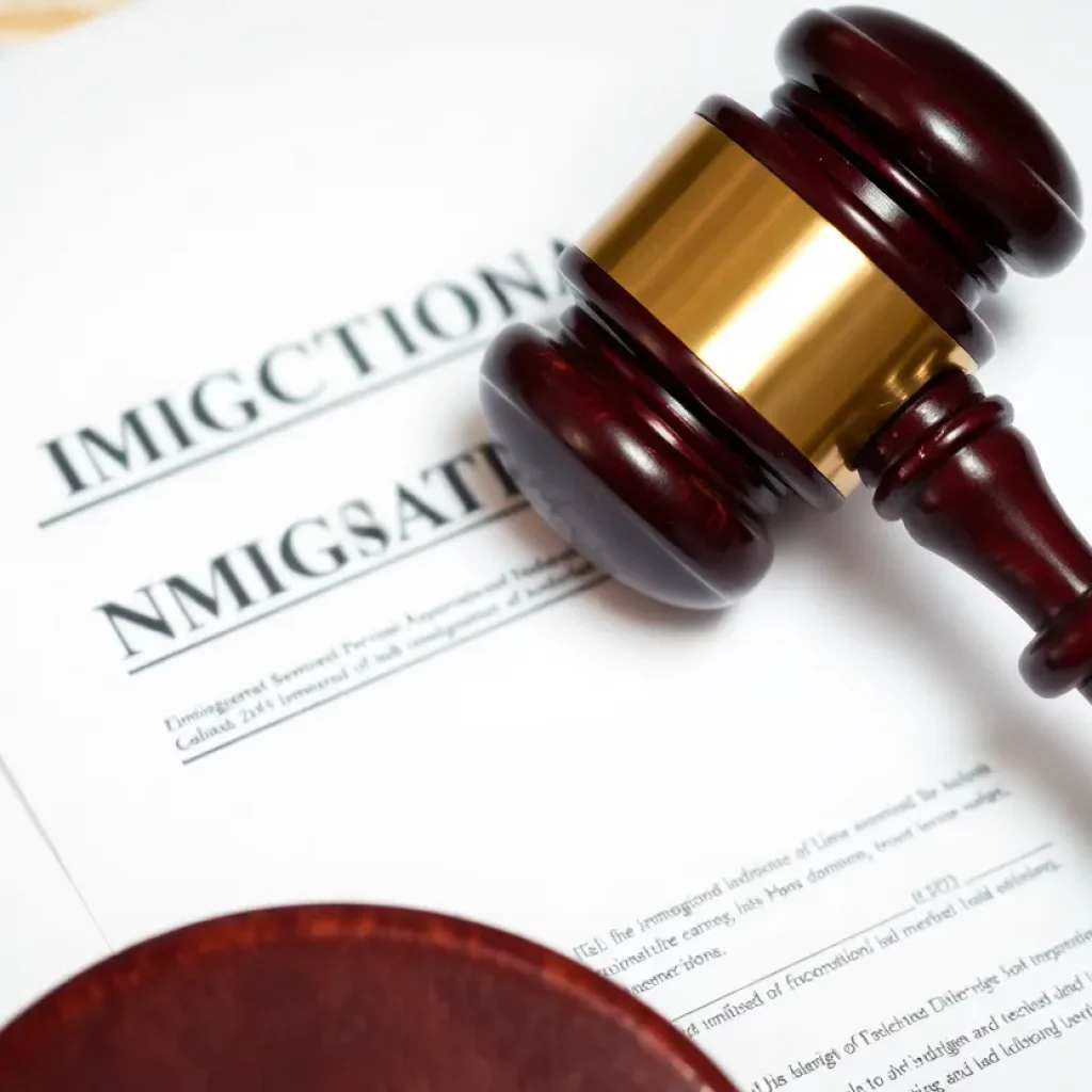 Symbolic representation of the investigation into New Jersey immigration policies with law books and a gavel.