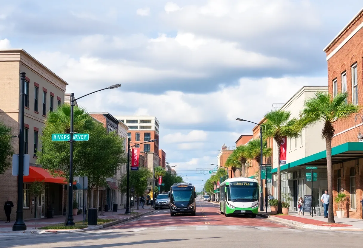 Urban streetscape of Rivers Avenue in North Charleston