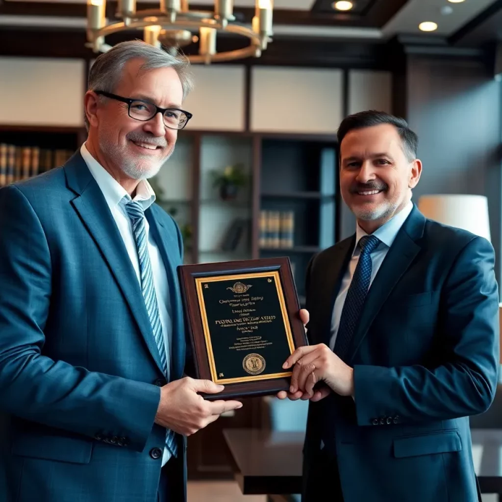 Personal injury lawyer awarded Super Lawyers recognition in a legal ceremony.