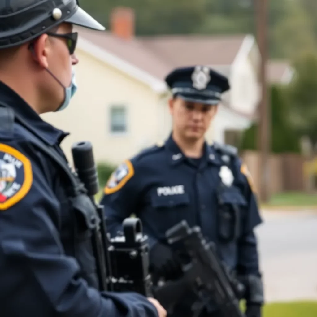 Police officer on patrol in North Charleston community