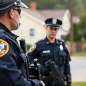 Police officer on patrol in North Charleston community