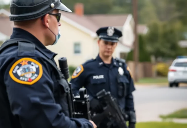 Police officer on patrol in North Charleston community