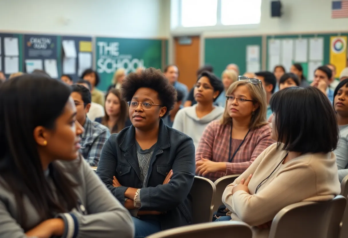 Community members at a Polk County Schools meeting