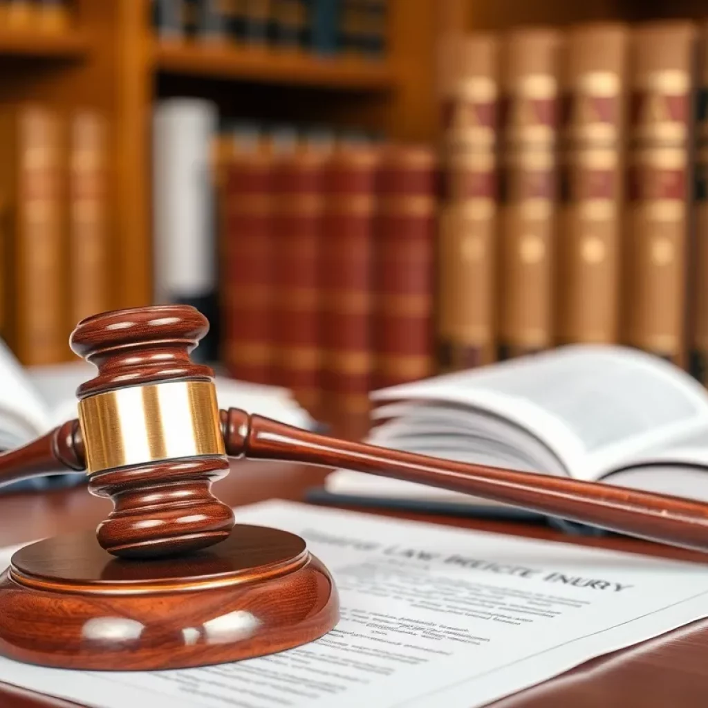 Legal office with books and gavel representing personal injury law