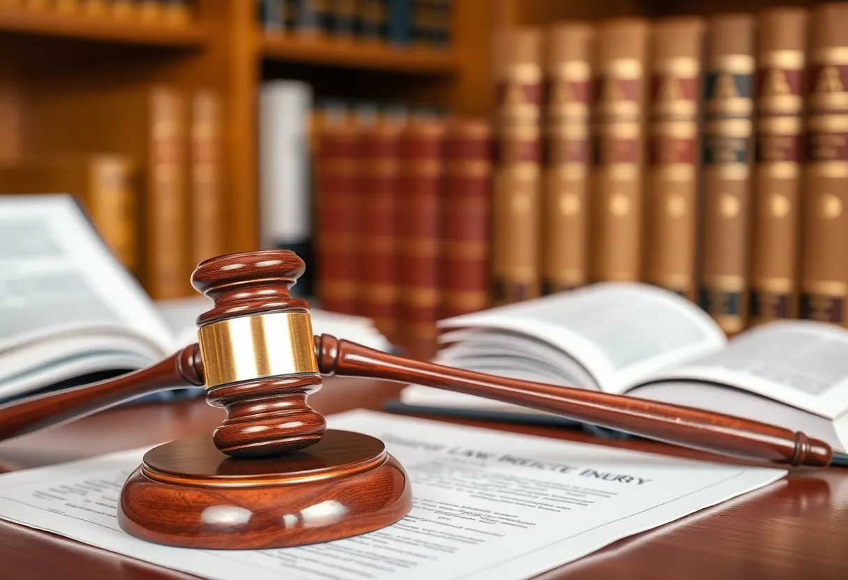 Legal office with books and gavel representing personal injury law