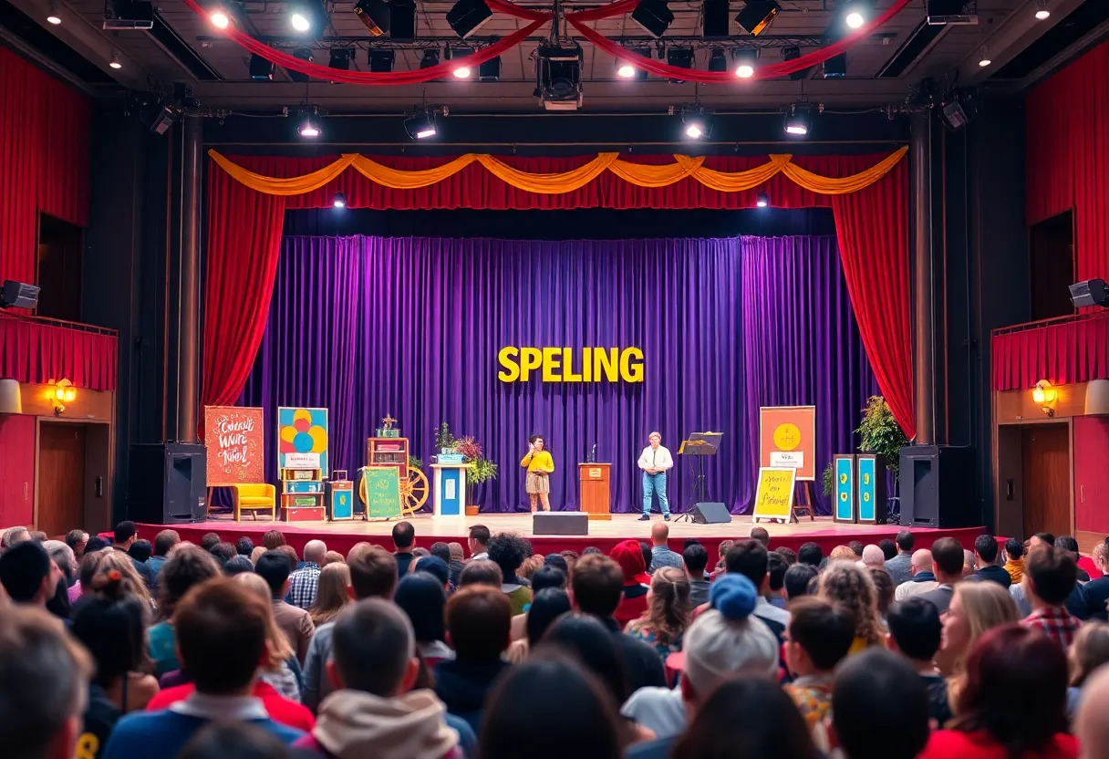 Theater stage decorated for the Putnam County Spelling Bee musical
