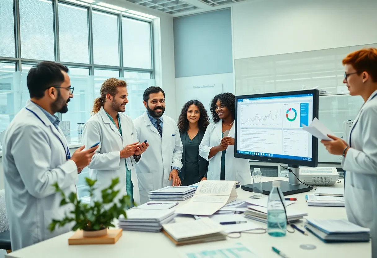 Diverse researchers discussing integrity in medical journals