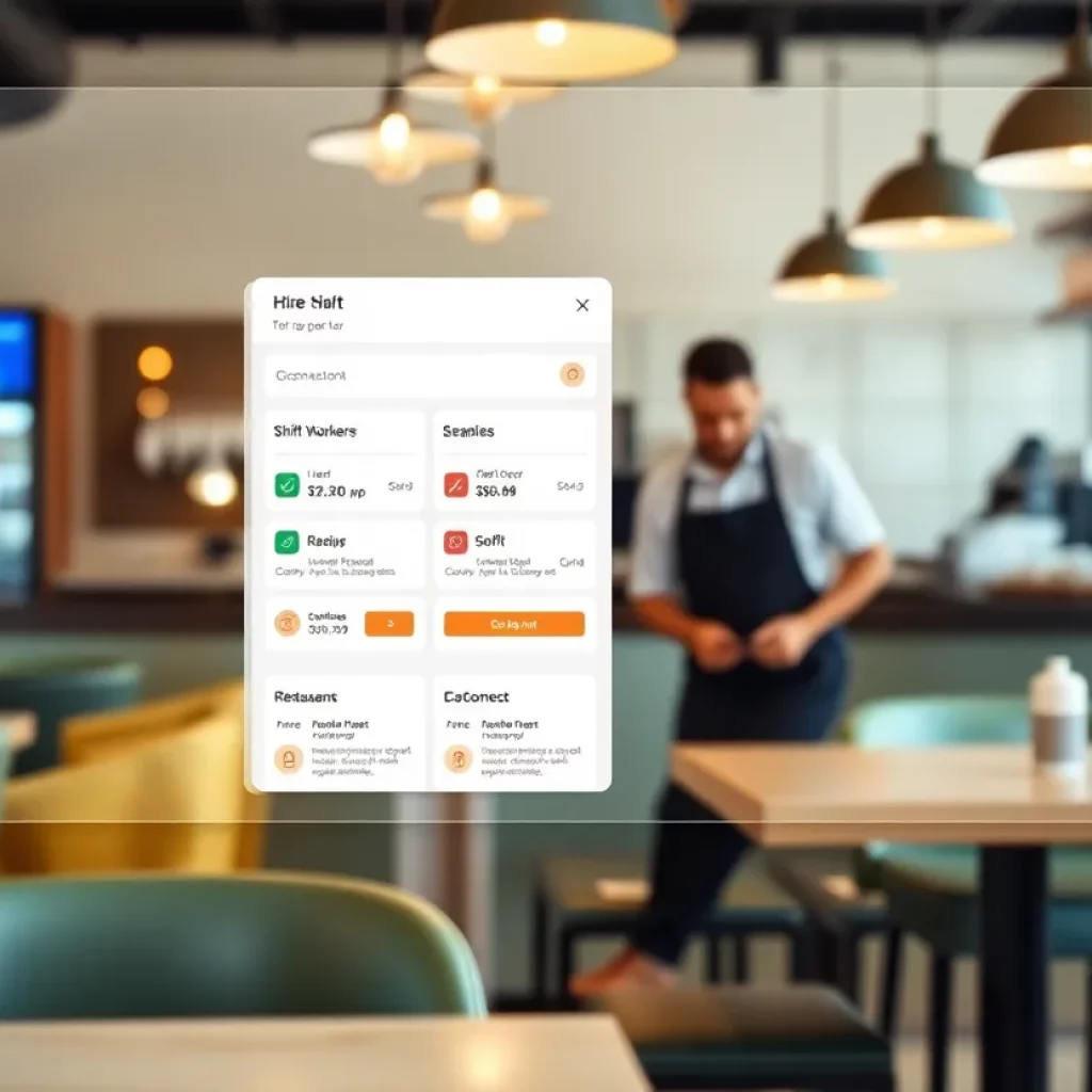 Visual representation of a hospitality hiring platform interface